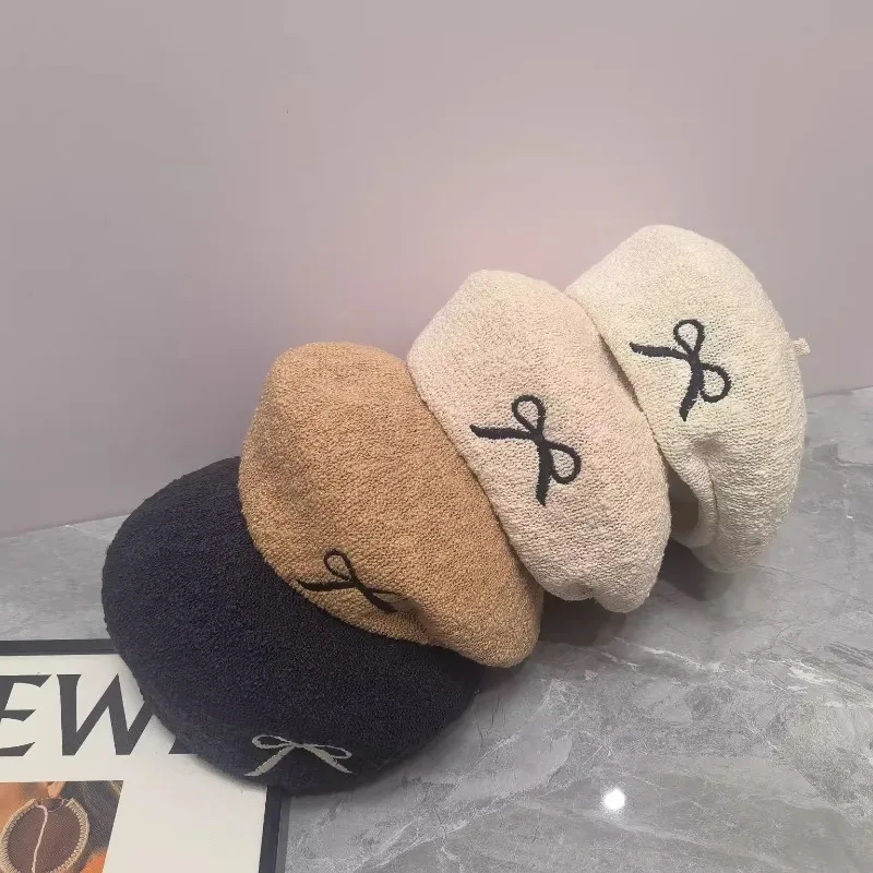 Niche Design Bow Embroidery Berets for Women Spring and Summer Versatile Fashion Breathable Show Face Small Sweet Painter Hats image 6