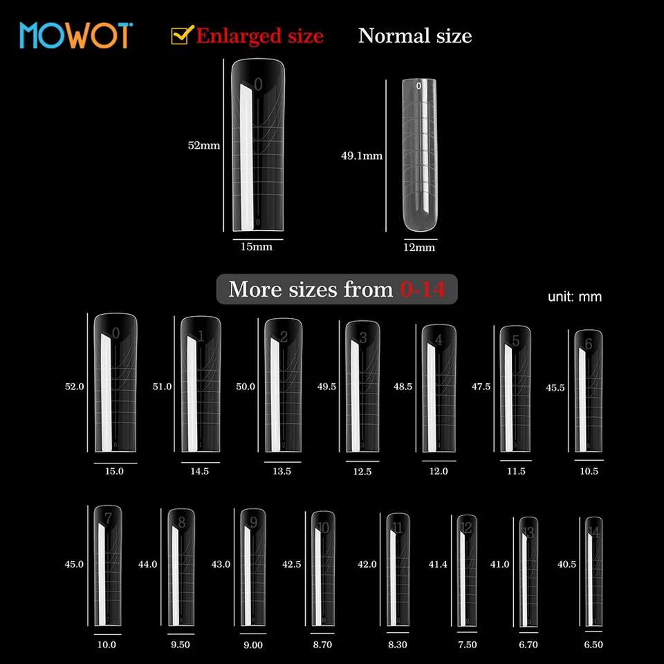 MOWOT nuevo molde de uñas cuadrado dual extensión de uñas postizas tips para uñas moldes de construcción rápida gel cobertura completa talla grande formas superiores acrílicas 4