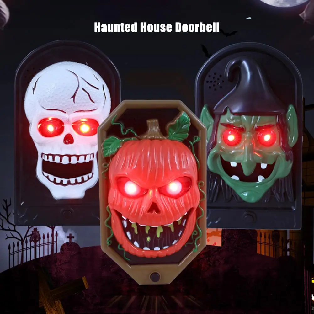 Skull Doorbell Scare Guests with This Doorbell Spooky Halloween Skull Doorbell with Skeleton Pumpkin Witch Pop Out for Home