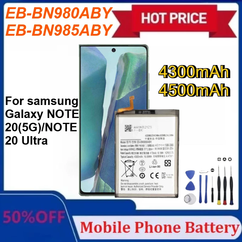 

New EB-BN980ABY EB-BN985ABY 4300/4500mAh Battery For samsung Galaxy NOTE 20(5G)/NOTE 20 Ultra Batteries with Tools