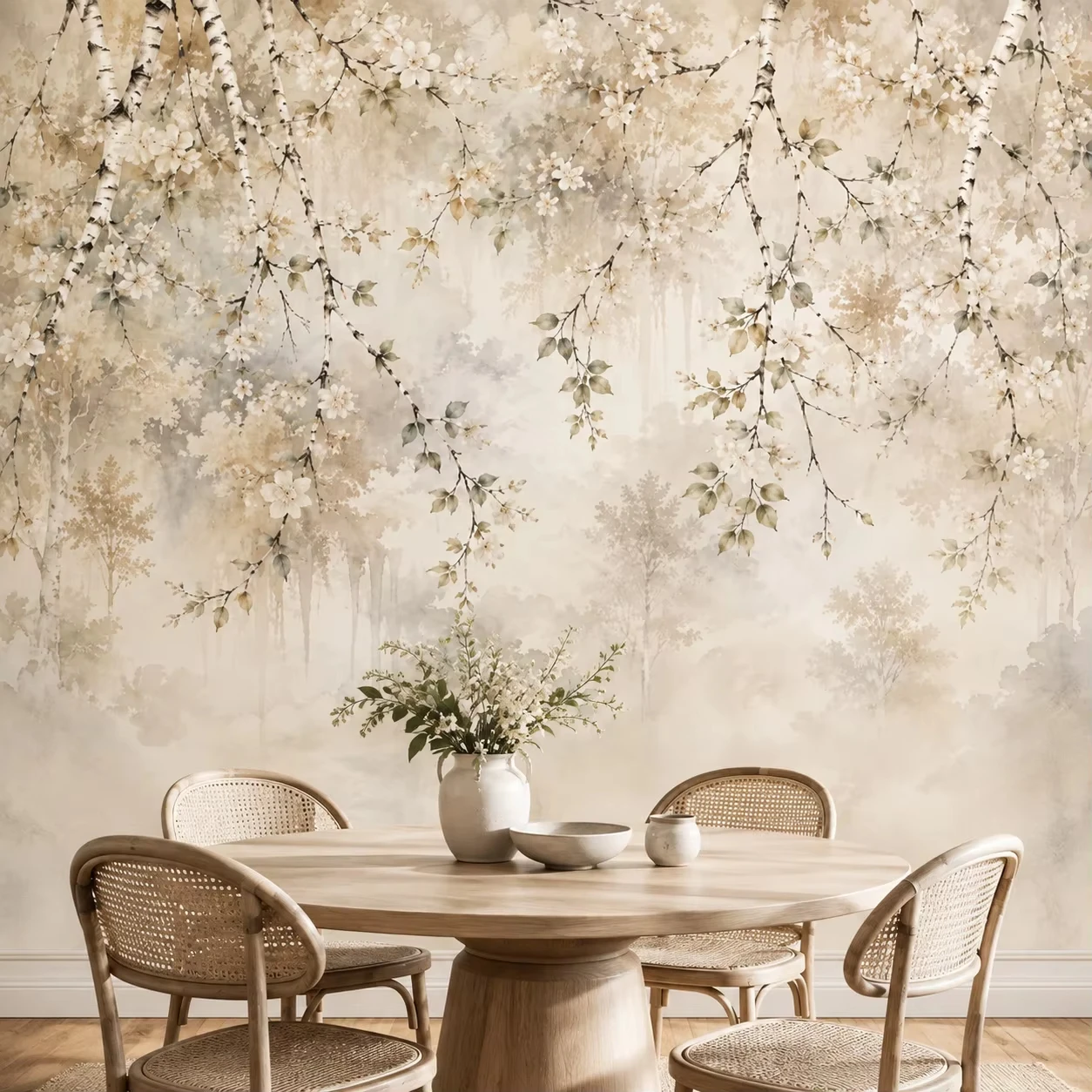 Customized Flower wallpaper Style Painting Living Room Background mural Home Decoration cream color Retro flower 3d Wallpaper