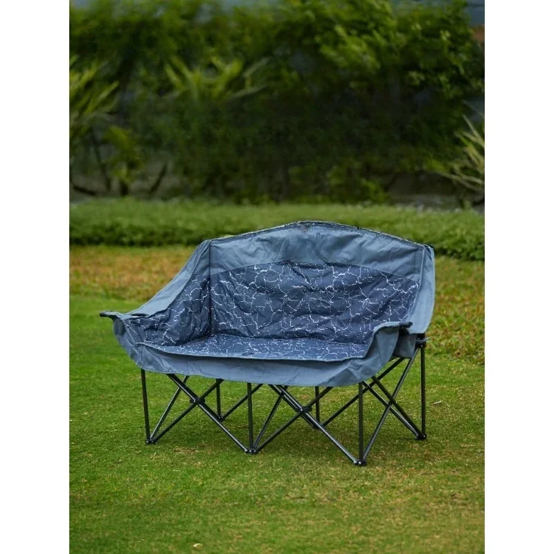 Outdoor double folding chair, moon chair, portable lunch break sofa chair