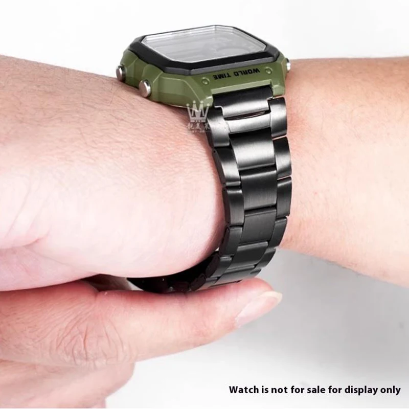 Para Casio pequeño cuadrado AE1200 AE1300 caja de reloj correa de reloj de acero modificado AE-1200/1300 pulsera de Metal de acero inoxidable correa de 18mm