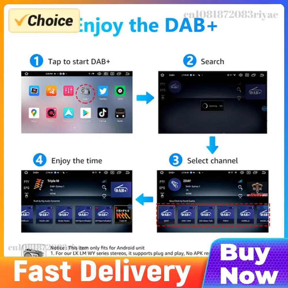 

DAB+ Receiver Antenna Aerial Car DAB+ Box USB Interface Car Radio Antenna Receiver Portable for Android 5.1 and Above Car Radio