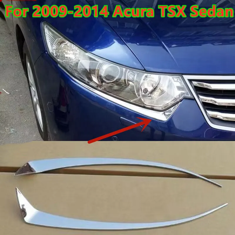 

2PCS Chrome Front Head Light Eyelid Cover Trim For 2009-2014 Acura TSX Sedan