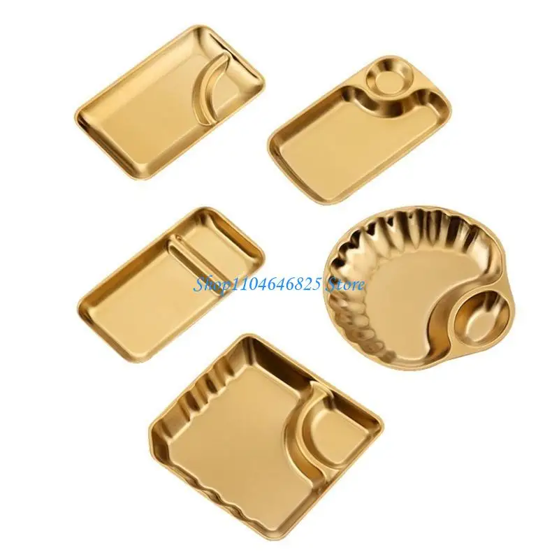 

Elegant Stainless Steel Snacks Tray 2 Compartments Easy Separation Compact Size for Home And Office