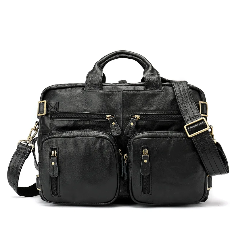 Borsa a tracolla valigetta in pelle nera di marca formale Desinger per borsa per notebook portatile Borsa tote in vera pelle Bagpack 3 in 1