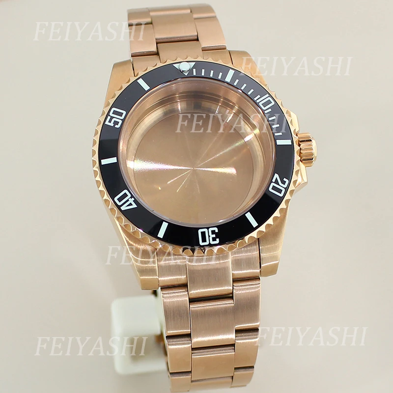 

Rose Gold 40mm Watch Case Sapphire Crystal Glass For Seiko NH35 NH34 NH36 NH38 Miyota 8215 ETA 2824 Movement 28.5mm Dial Parts