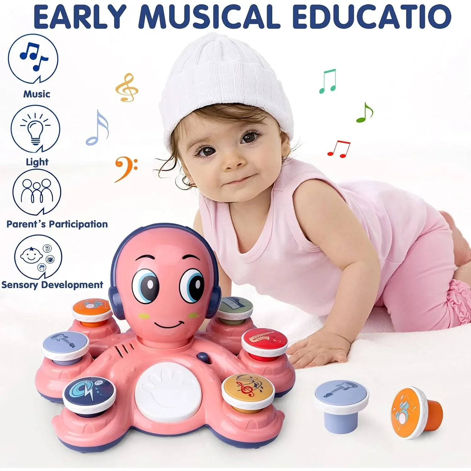 Octopus Muziekinstrument Speelgoed voor baby's Vroeg onderwijs Leren Muziekspeelgoed voor peuters Kleuters Cadeau