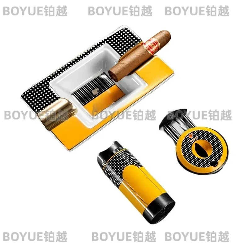 Portable Cigar Lighter Sharp Scissors Large Ashtray Set Premium Smoking Accessories Gift for Men High Quality Cutter Tool Kit
