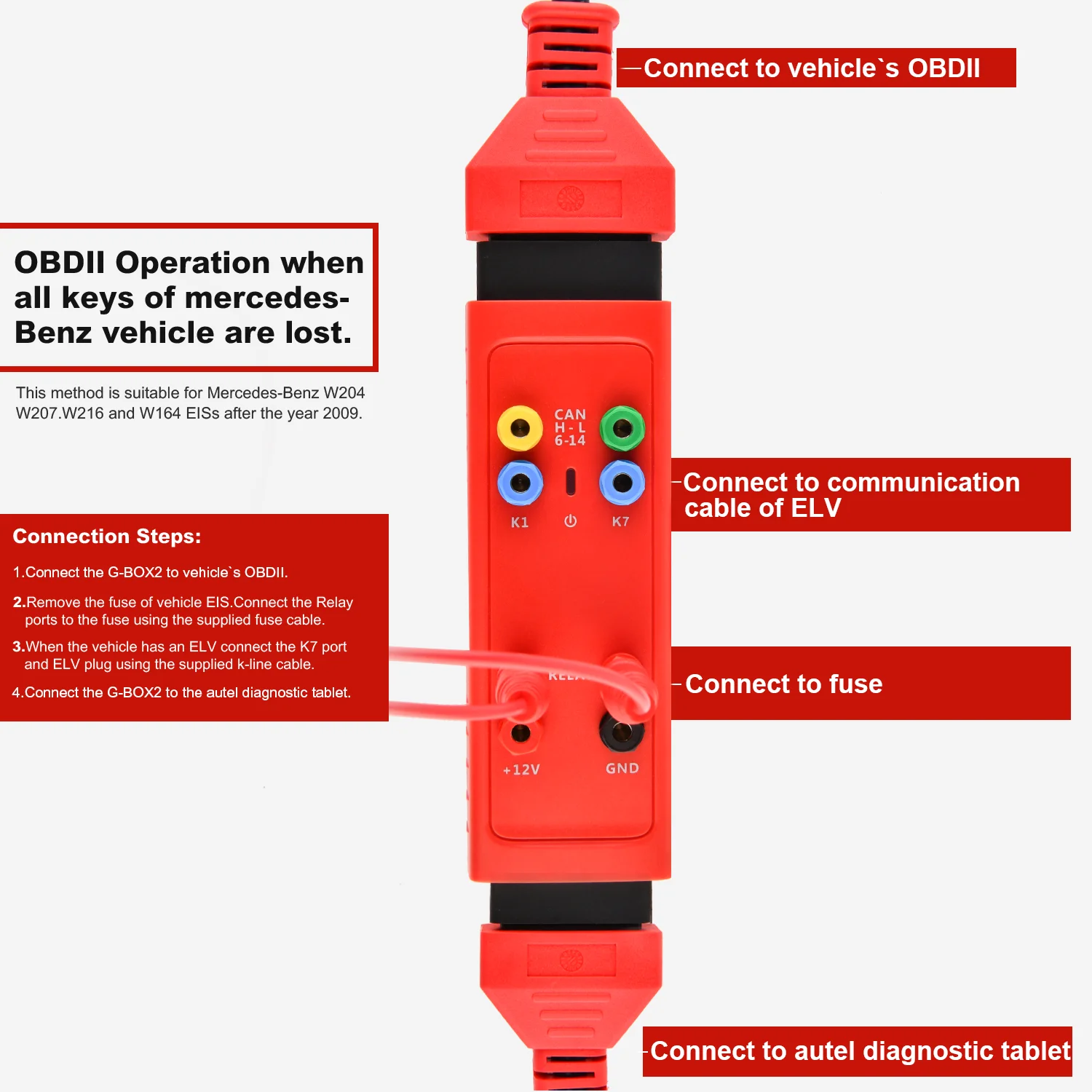 Autel G-BOX3 Key Programming Adapter for Toyota 4A Add Key, for BMW DME/ DDE ISN Read and Write for Mer-cedes Ben-z All Key Lost