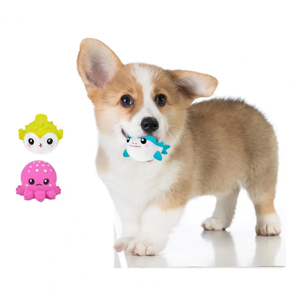 Sea Animal Dog Toy Latex Squeaky Octopus Dog Chew Toy Floating Shark Puffer Fish Toy for Dogs Fetch Game