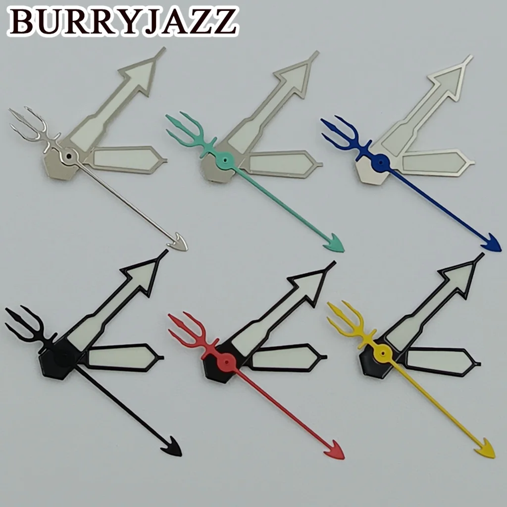 SKX007 Watch Pointer Green Luminous Hands With Trident-Shaped Second Hand Parts For NH34 NH35 NH36 NH38 NH39 Movement Watches