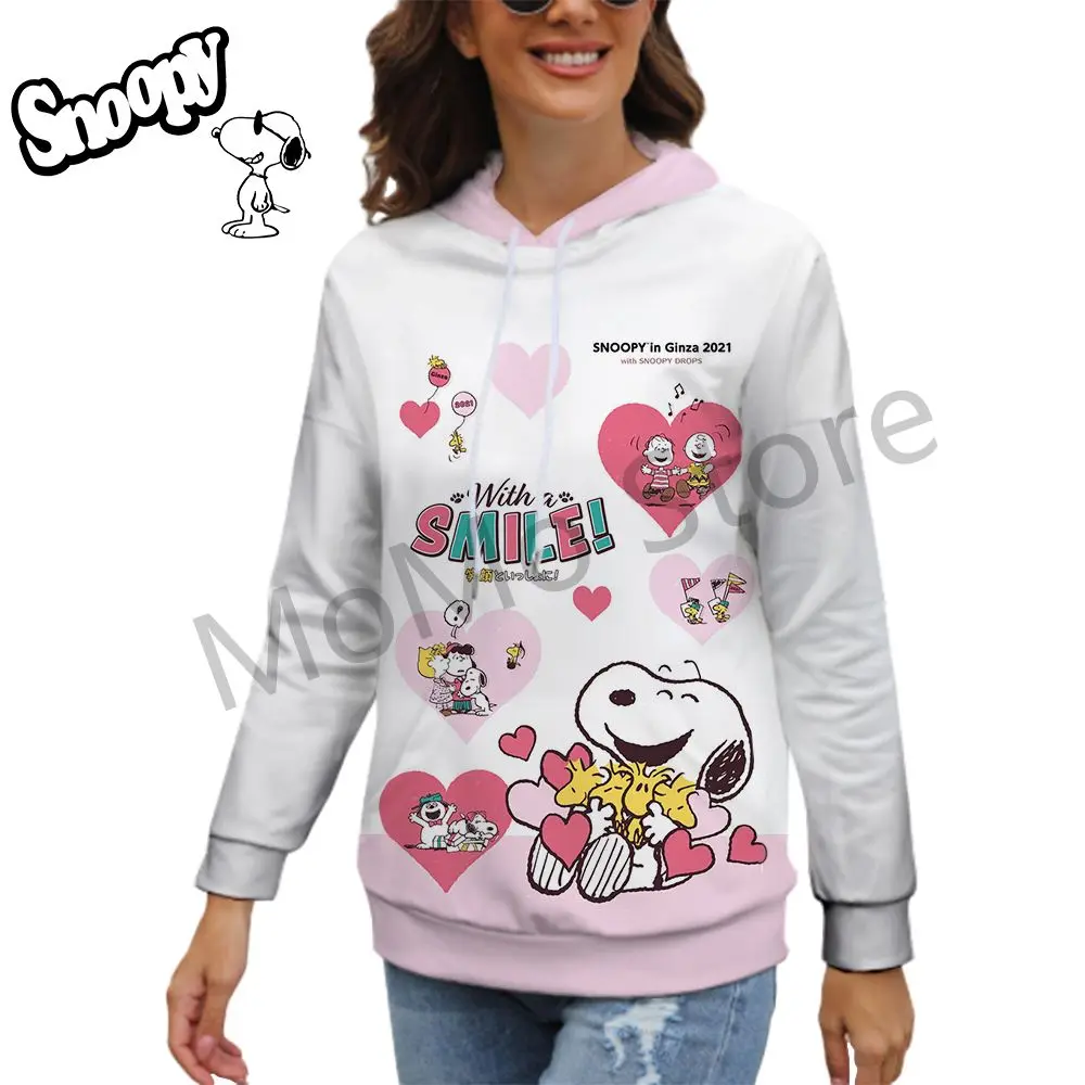 Lovely Snoopy Women's Hoodies Men's S-3XL Autumn New Pullovers 3D Print Versatile Youthful Woman Clothes Y2k Black Hoodie 2024