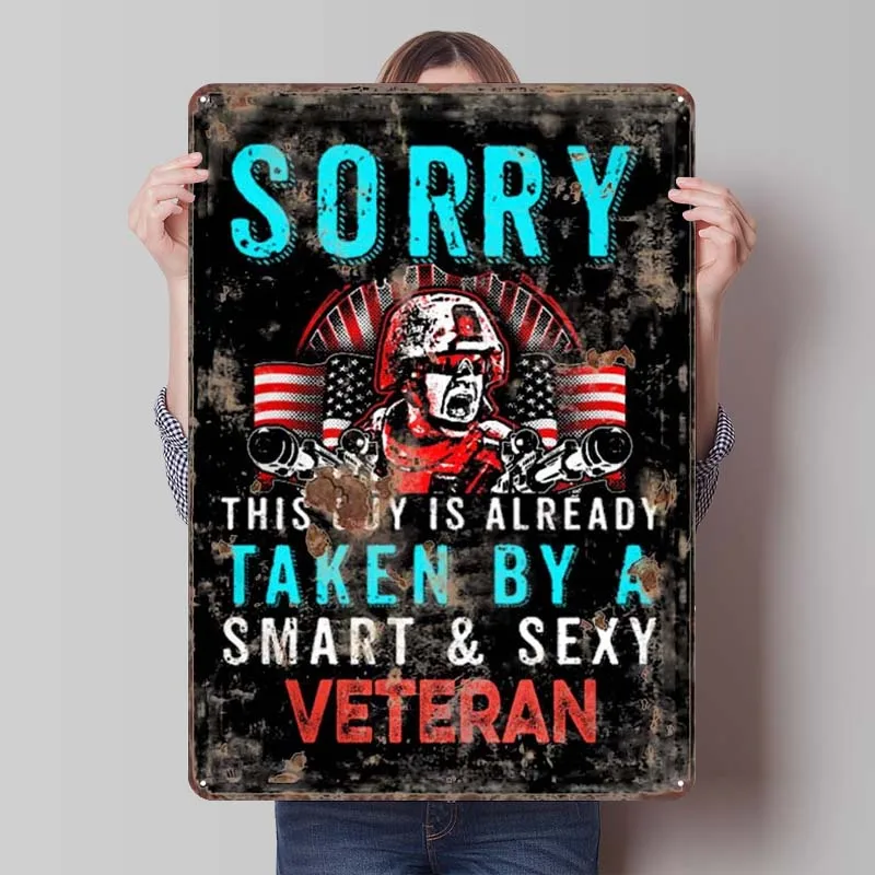 Proud To Be A Veteran Rusty Tinplate Sign United States Poster Metal Wall Art Mural Art of Murals Home Decorators Accessories