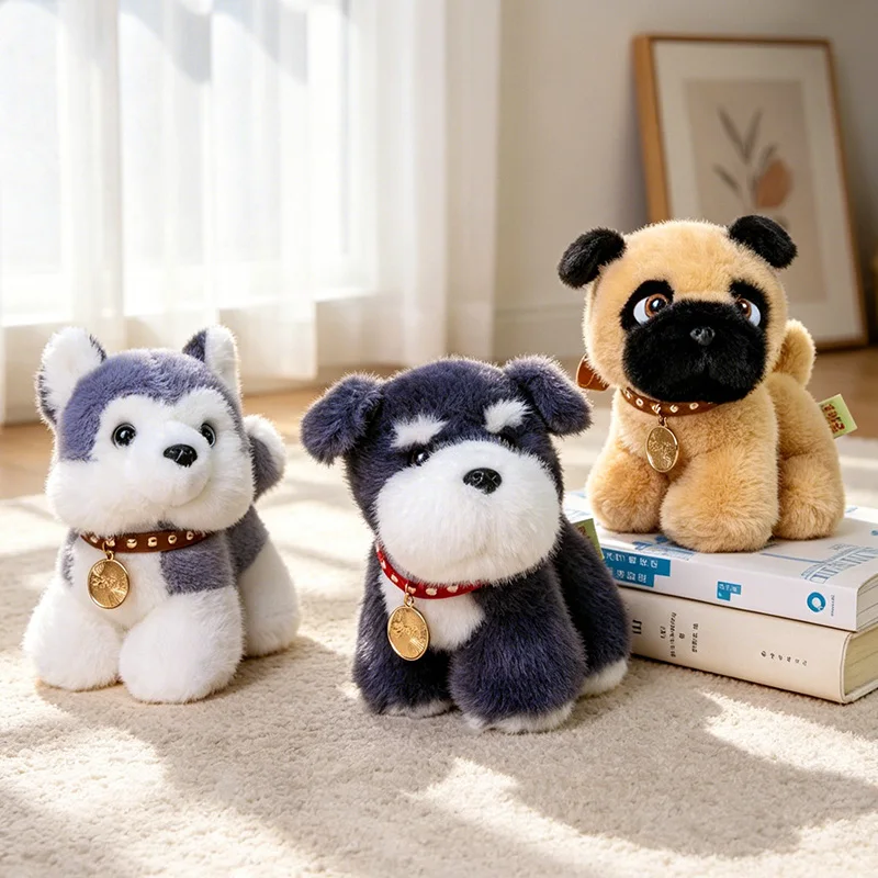 Dog Family Plush Toys Labrador Schnauzer Shiba Inu Rottweiler Husky Pendant Toys Hobbies Collection Home Decor Toys Gifts