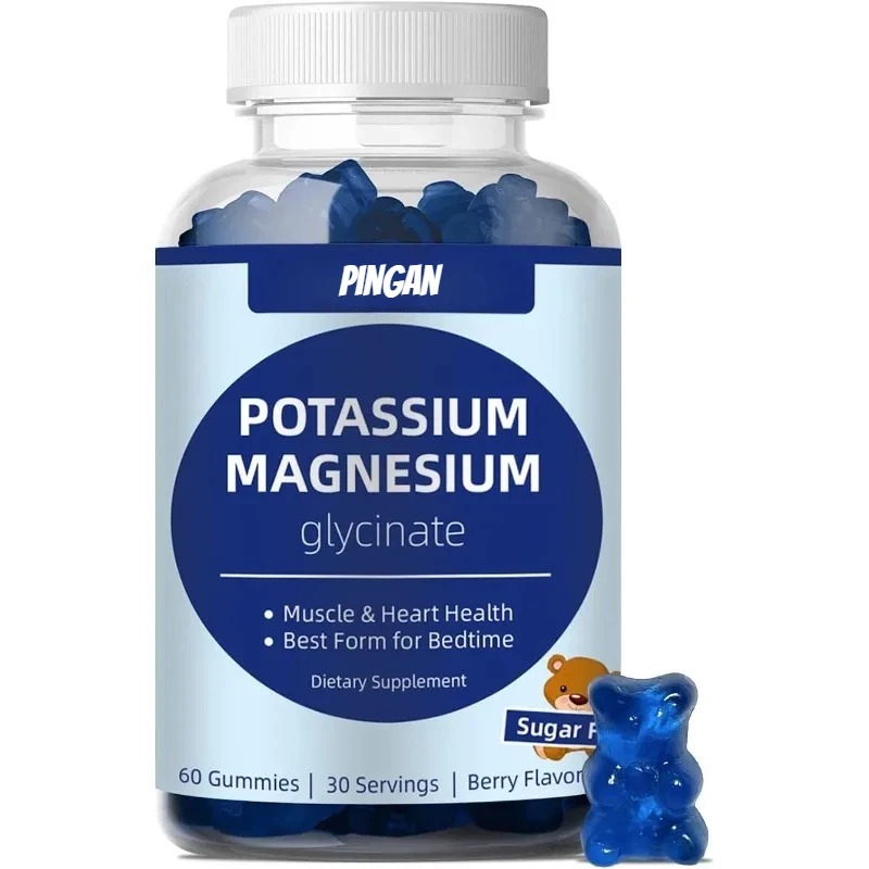 

Adult and Children's Sugar Free Potassium Gummies, Supporting Leg Spasms and Muscle and Heart Health, Vegetarian, Non GMO