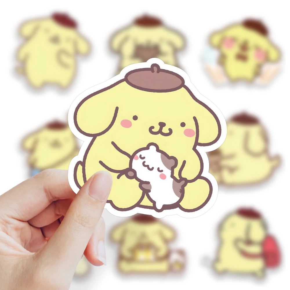 10/30/50pcs Cute Pompom Purin Stickers for Kids Toy Funny Cartoon Sanrio Sticker Skateaboard Suitcase Phone Graffiti Decals Pack