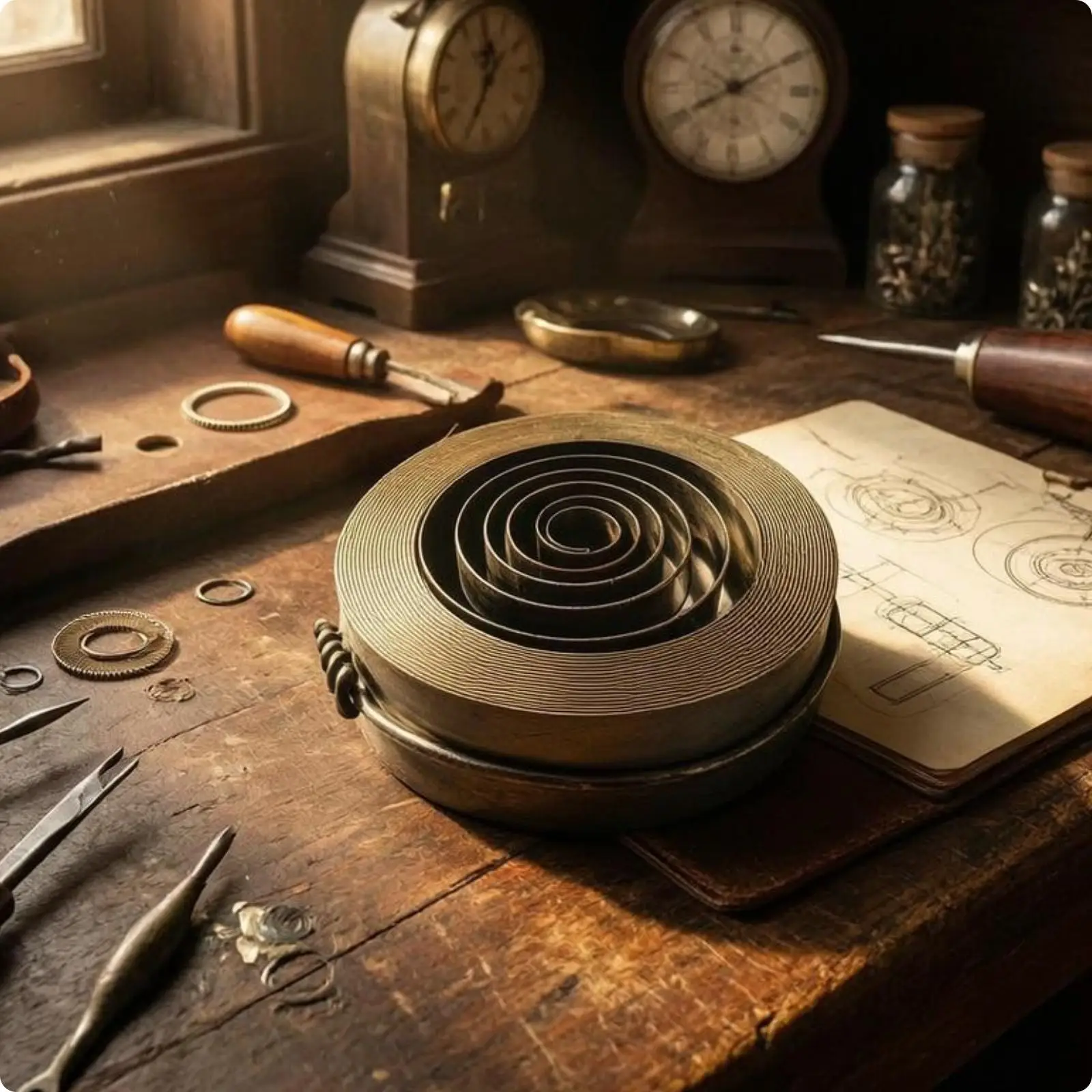 Mechanical Clock Mainspring Assembly Cylindrical Clock Mainspring Assembly Metal