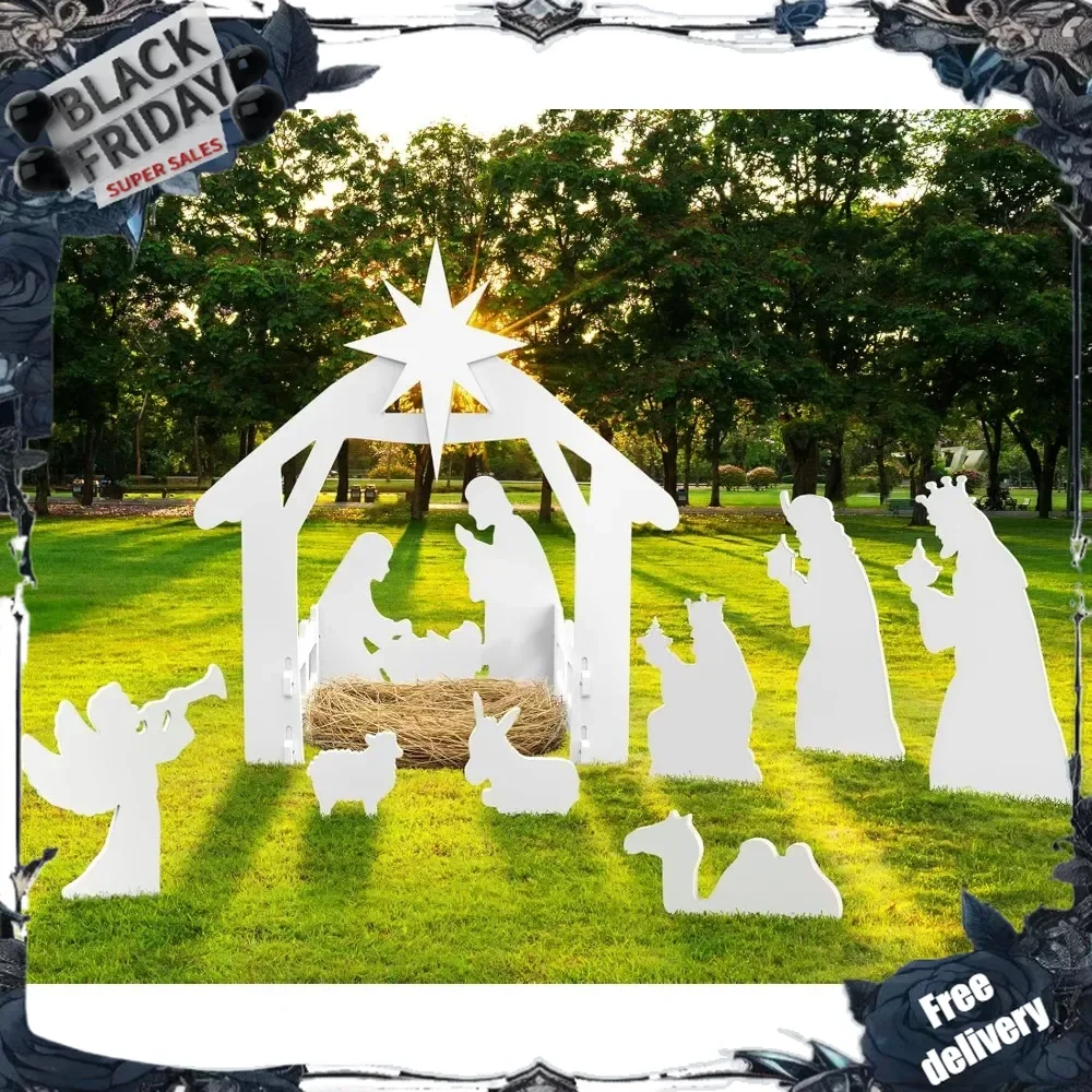 

Large Nativity Scene Outdoor, Weather-Resistant Nativity Set Angel Camel Three Kings Wisemen Christmas Holy Family Christmas