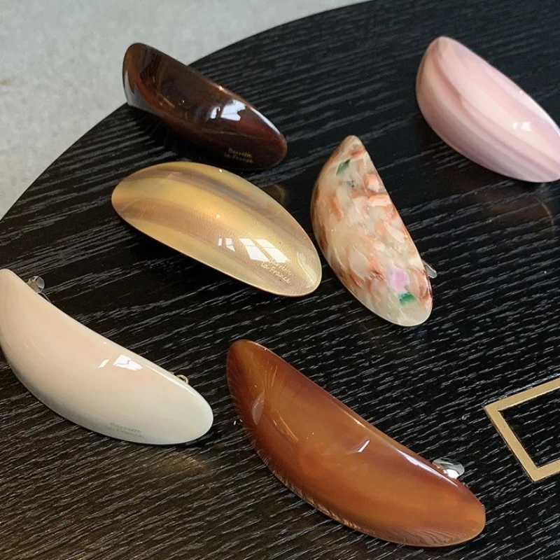 Large Size Oval Geometric Hairpin Headwear Glossy Elliptical Hair Accessories Elegant Acetate Hair Clips for Women French Clip