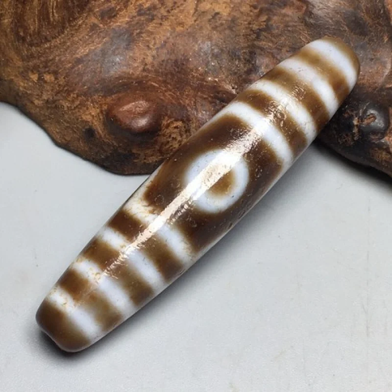 فريد ماجيك العقيق التبتي القديم نمط حدوة الحصان ثلاثي العيون الطوطم dZi حبة *