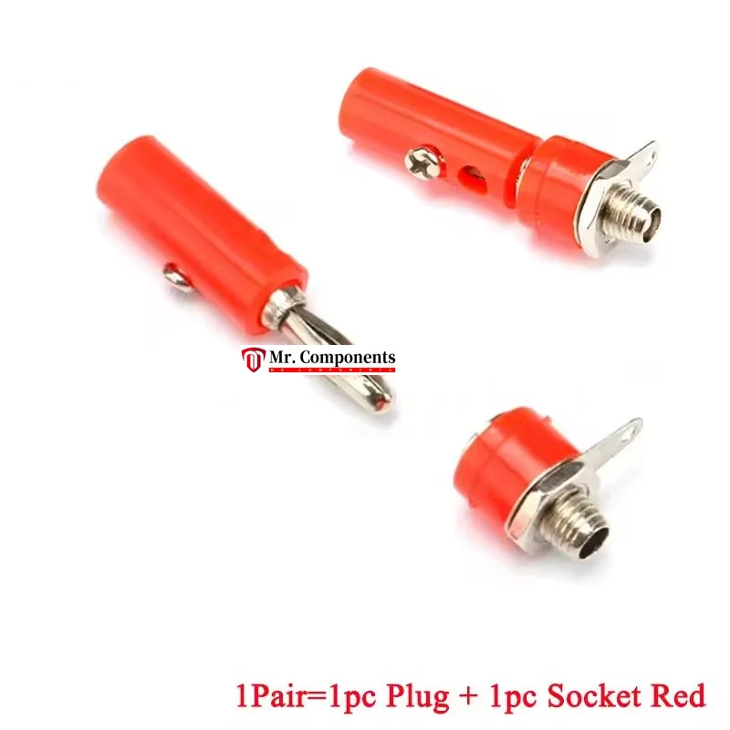 1Pair 4mm Banana Plug Male Female Banana Jack Panel Mount Banana Socket Terminal Connector Adapter Red Black for Amplifier New