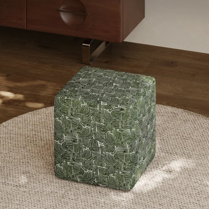 Modern simple embroidered fabric square seat pier dressing stool