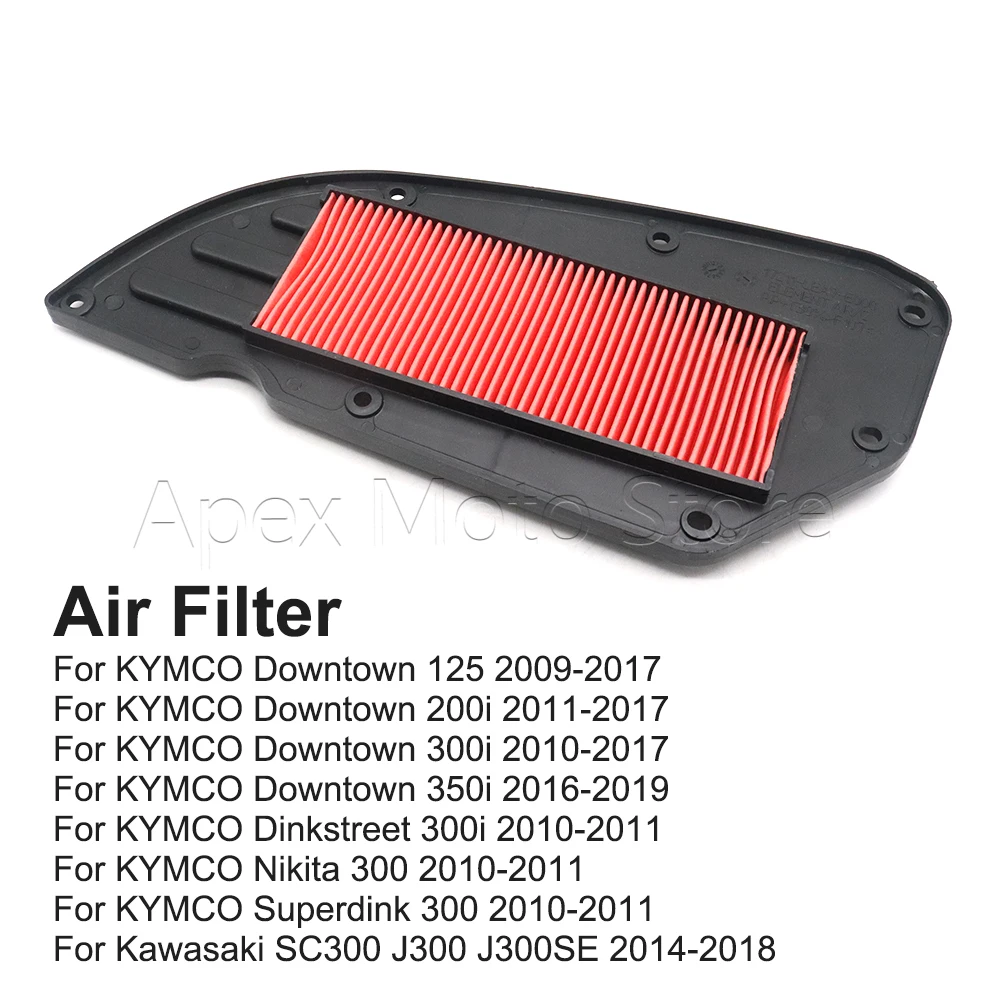 Motorcycle Air Filter Intake Cleaner For KYMCO Downtown 125 200i 300i 350i Nikita Superdink 300 For Kawasaki SC300 J300 J300SE