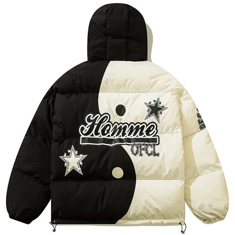 سترات شتوية للرجال من Streetwear Harajuku Hip Hop سترات شتوية مبطنة برسومات هيكل عظمي سترات سميكة ودافئة كبيرة الحجم