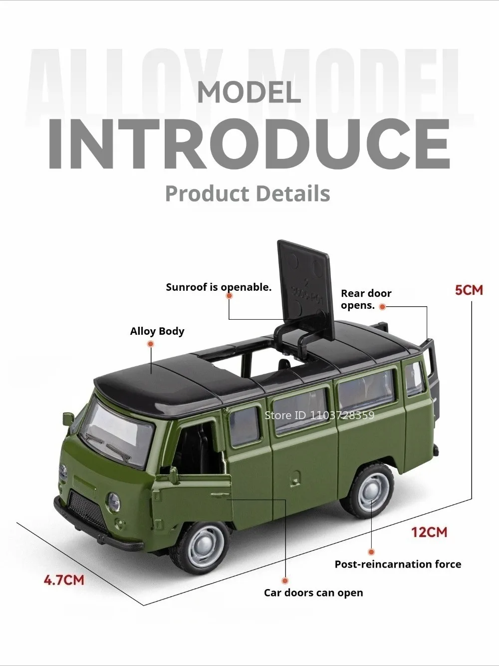 1:36 Modellauto UAZ Traveler Miniaturfahrzeuge aus Legierung mit Rückziehfunktion, Öffnenden Türen und Simuliertem Interieur, Lehrreiche Fahrzeugmodelle – Detail 3