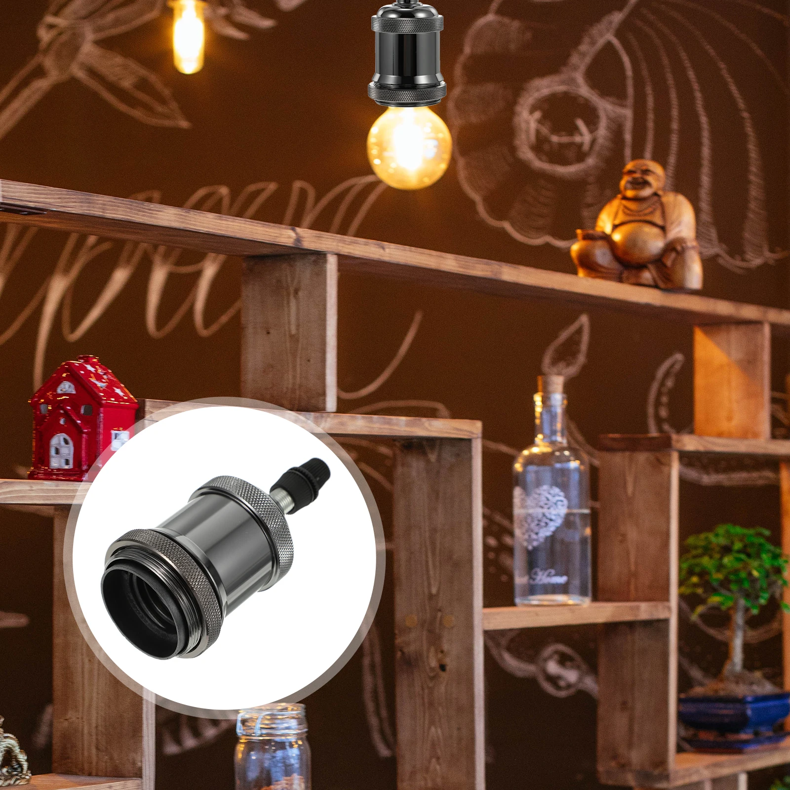 

6pcs Aluminum Vintage Light Socket E27 E26 Lamp Holder Durable Sturdy Bulb Socket For Home Office Restaurant Industrial Lighting