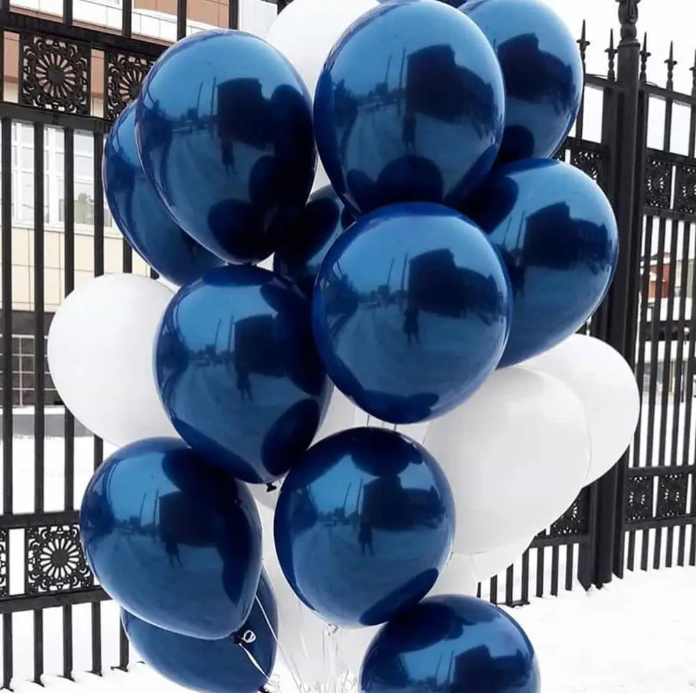 Ballons en Latex Bleu Encre 12 Pièces, Ensemble de Gonflables à Hélium en Étoile Rose Clair Or, Accessoire de Décoration de Mariage, Fournitures de