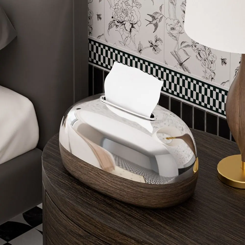 

Plastic Tissue Storage Box Wood Grain Automatic Lift Paper Towel Case INS with Spring Decorative Paper Dispenser Living Room