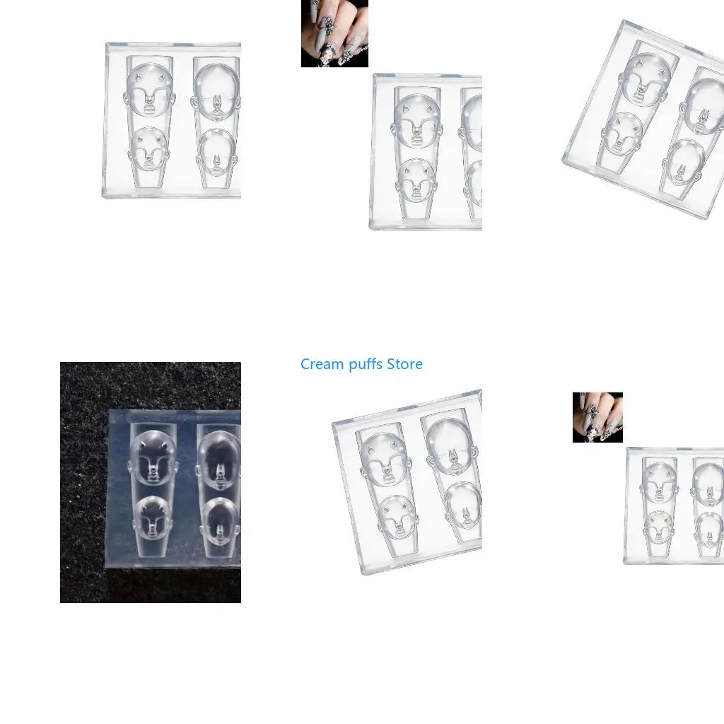 50LE Stylish Silicone Art Mold Doll Face Carving Templates for Nail Enthusiasts