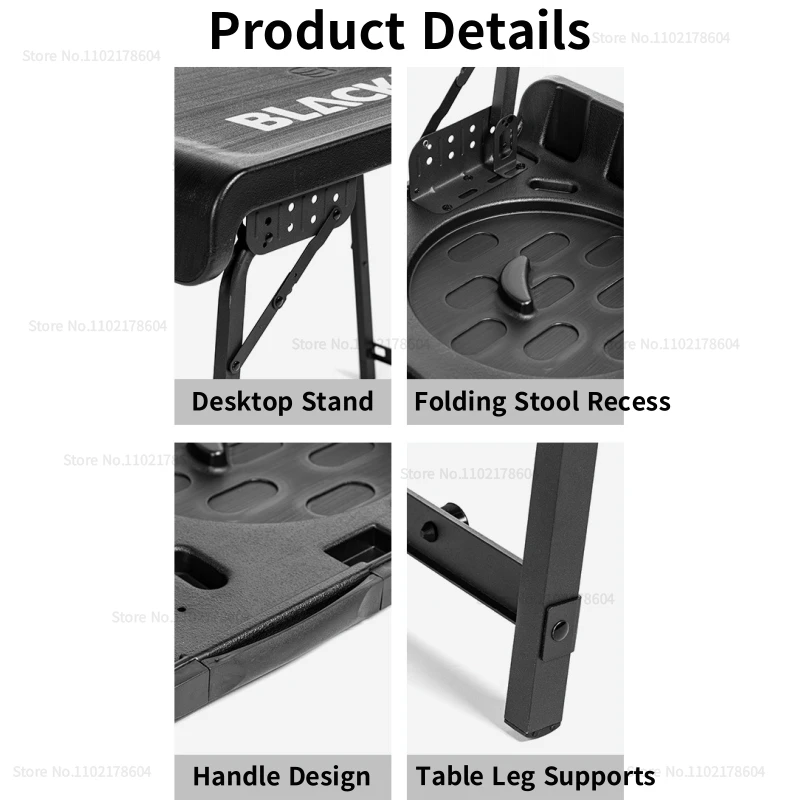 Naturehike-BLACKDOG Outdoor Aluminium Alloy Folding Table One Piece Stand Portable Camping Picnic Table With Telescopic Chairs