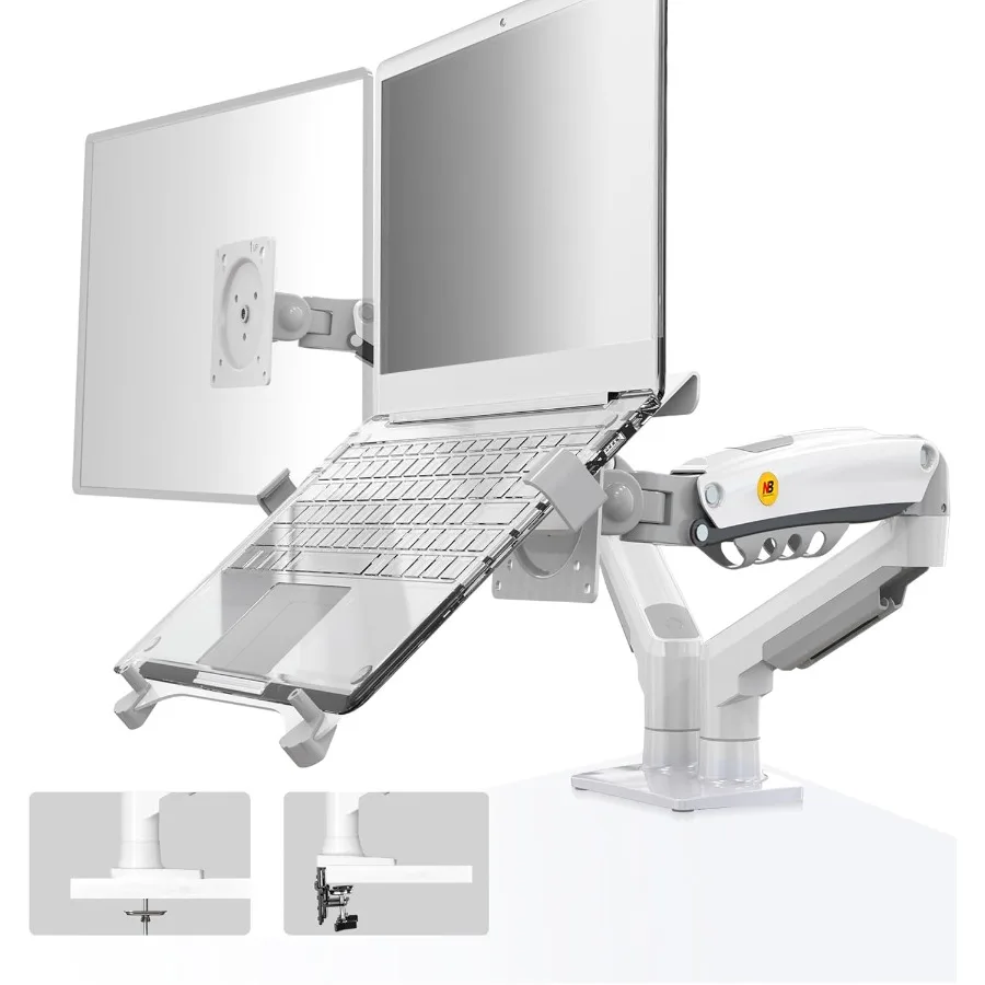 

NB North Bayou Laptop Mount with Adjustable Tray for 10-17 Notebook Full Motion Arm with VESA Plate for 17-30 Monitor Clamp-on
