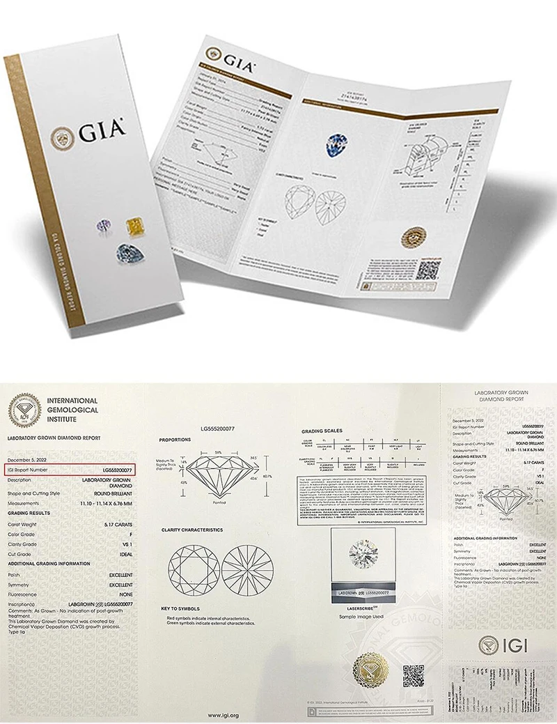 IGI GIA Lab Diamond VVS VS 0.5ct 1ct 3ct 5ct Loose Diamond Round Brilliant Cut 100% Real Lab Grown Diamond CVD HPHT