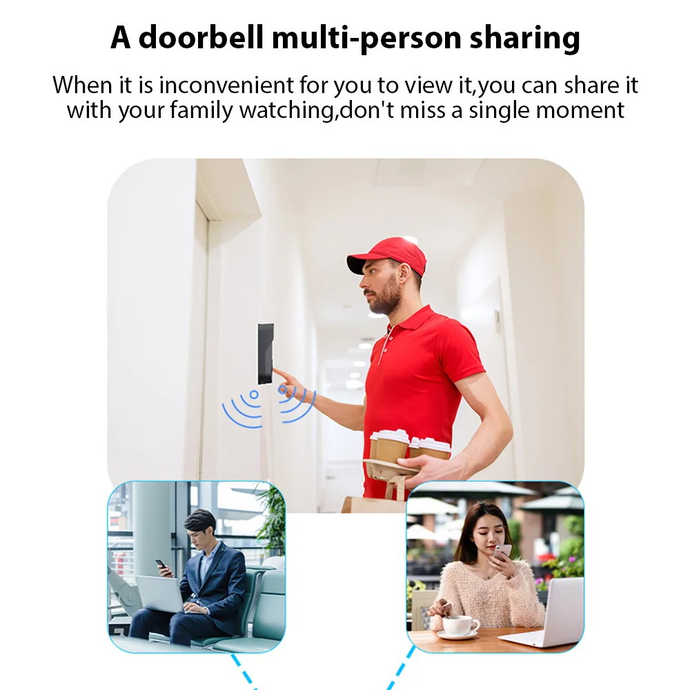 Visual Smart Doorbell Ring Door Camera Wireless Intelligent Video Bell Camera Intercom Doorbell Night Vision for Home Office