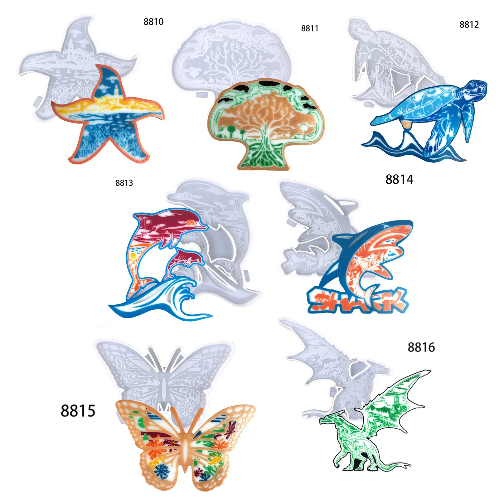 Molde de resina con forma de mariposa para decoración de pared, adorno de escritorio de delfín, colgante de joyería, molde de silicona para fabricación de resina