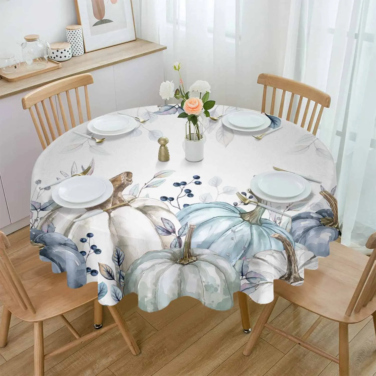 Thanksgiving Pumpkin Leaves Waterproof Tablecloth Wedding Holiday Table Cloth Dining Table Cover Tea Table Cloth