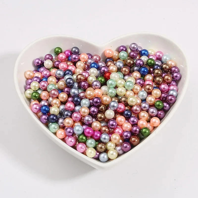 3/4/5/6/8Mm Multicolors No Hole Acryl Ronde Imitatie Parel Kralen Losse Kraal Voor Sieraden Maken Diy Accessoires
