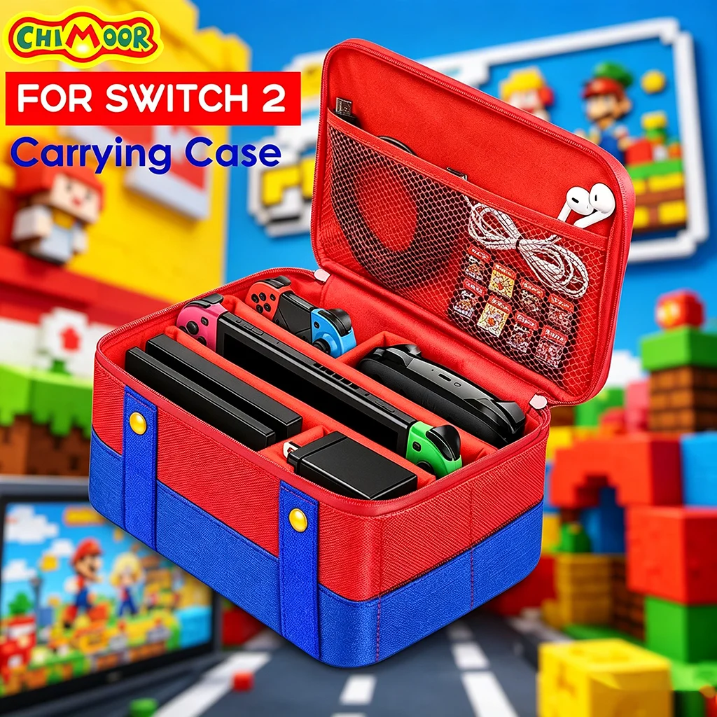 Portable Cute Case for Switch 2 / Switch / OLED, Waterproof Soft Shell Oxford Carrying Bag for Console Dock JoyCons Accessories view 3