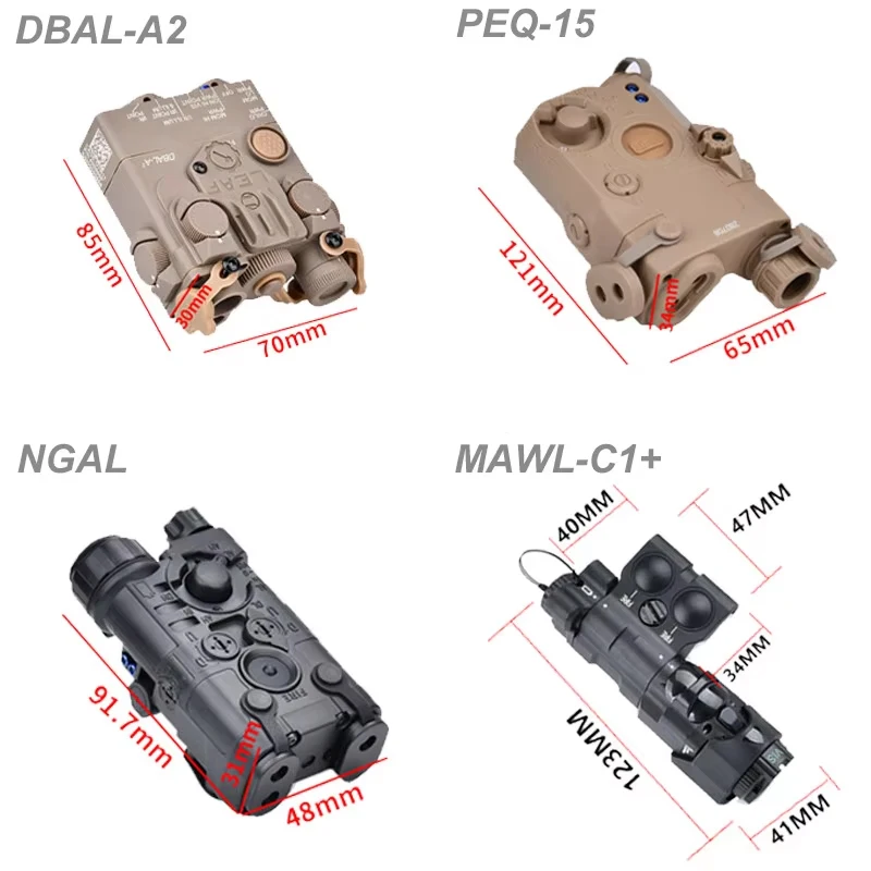 

Tactical PEQ NGAL DBAL A2 MAWL C1 Dummy Laser Box hunting Airsoft Weapon Decorative Box No function Battery Case Fit 20mm Rail