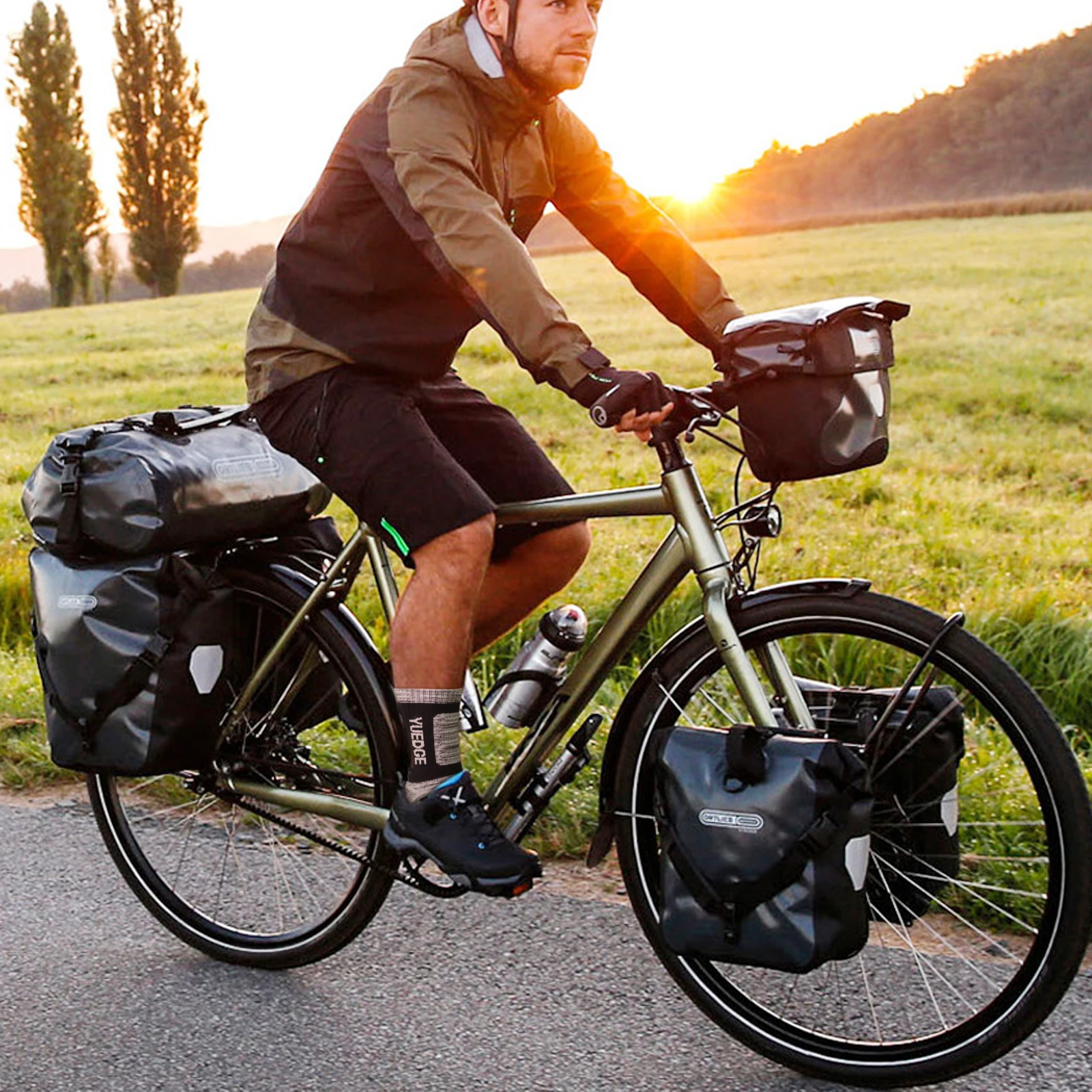 YUEDGE メンズ ハイキング ソックス 吸湿発散性 メンズ ソックス 防臭 ワークソックス パッド入りコットン セーフティ ウエスタン ミリタリー ブーツ ソックス