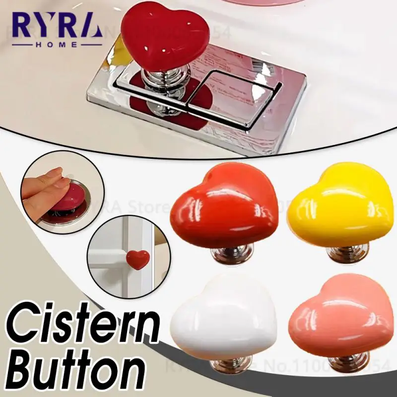 Heart Shape Toilet Press Button WC Cistern Push Button Bathroom Water Tank Button Nail Protector Bathroom Accessories Room Decor