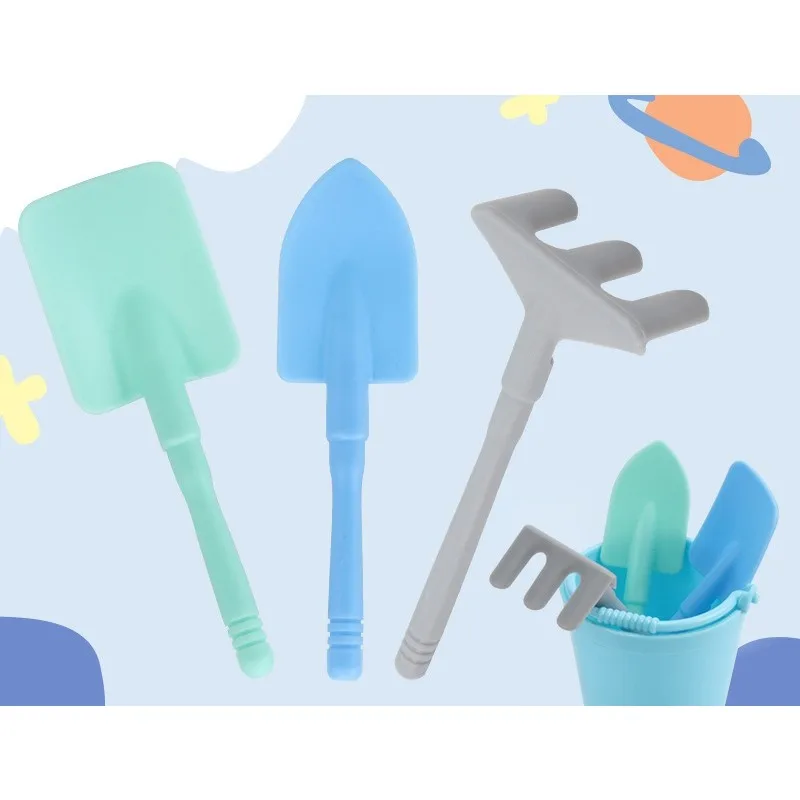 random color3pcs/set Mini Garden Beach Sand Toy Set Simulation Bucket Shovel Rake Children Outdoor Pretend Play