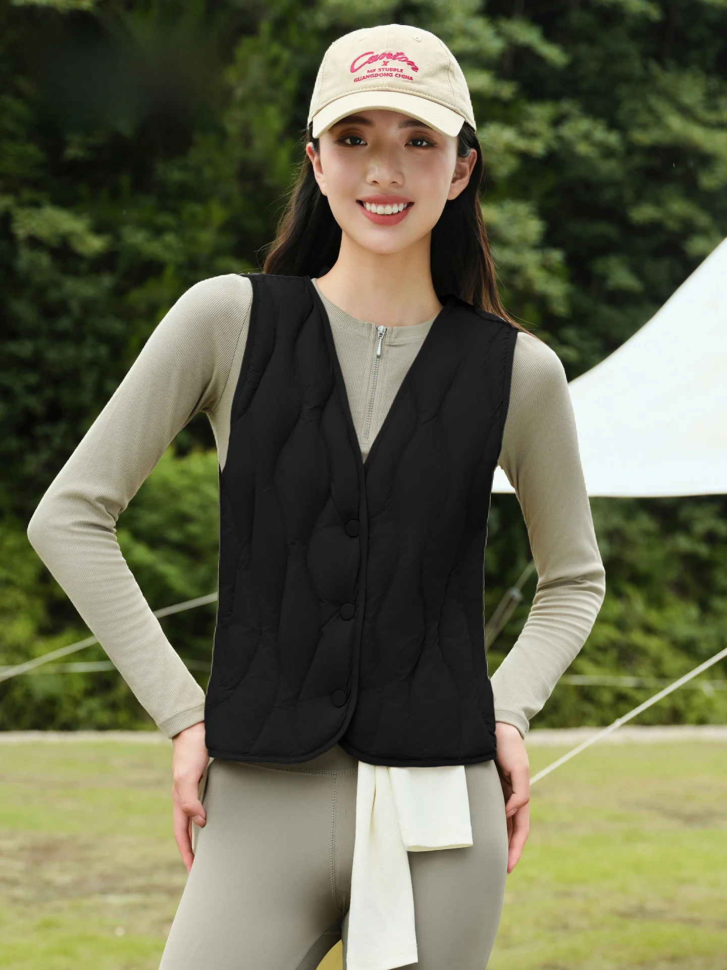 Snow Flng Lightweight ort down Vest Women's V-Ne Inner  Jaet Outerwear Faionable Autumn Winter New Arrival