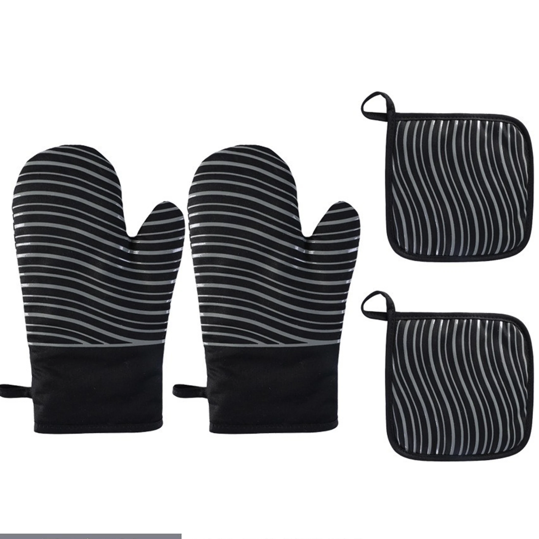 Oven Mitts and Pot Holders Set 4 pcs, Kitchen Oven Glove,High Heat Resistant 550 Degree Extra Long Oven Mitts and Potholder