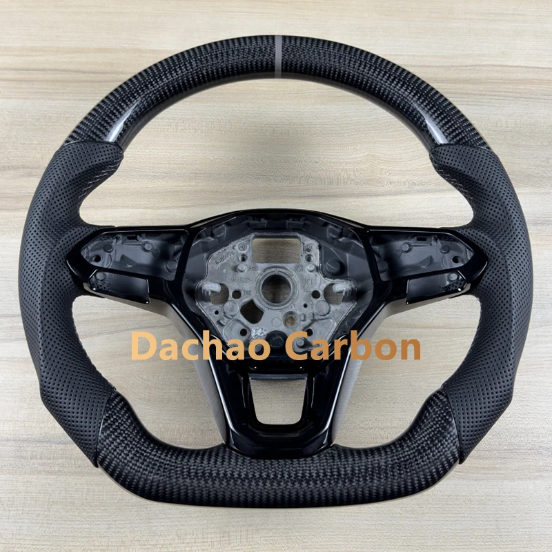 Real Carbon Fiber Steering Wheel For Volkswage VW Golf 8 GTI R Line MK8 High Quality Leather Custom Style